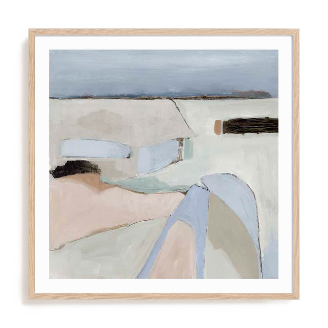 Wall Art Print Poster In Natural Oak Frame - The Beach Coastal Art