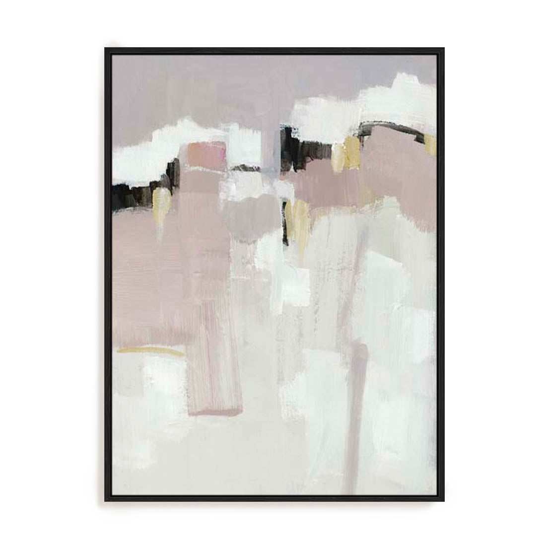 Wall Art Stretched Canvas In Black Frame - Rosy Whispers Abstract Art