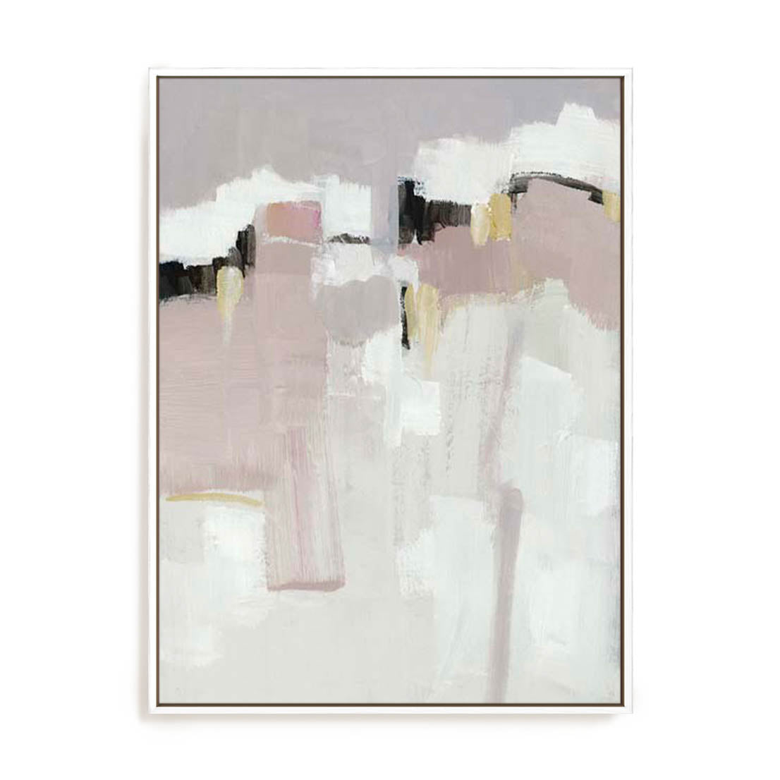 Wall Art Stretched Canvas In White  Frame - Rosy Whispers Abstract Art