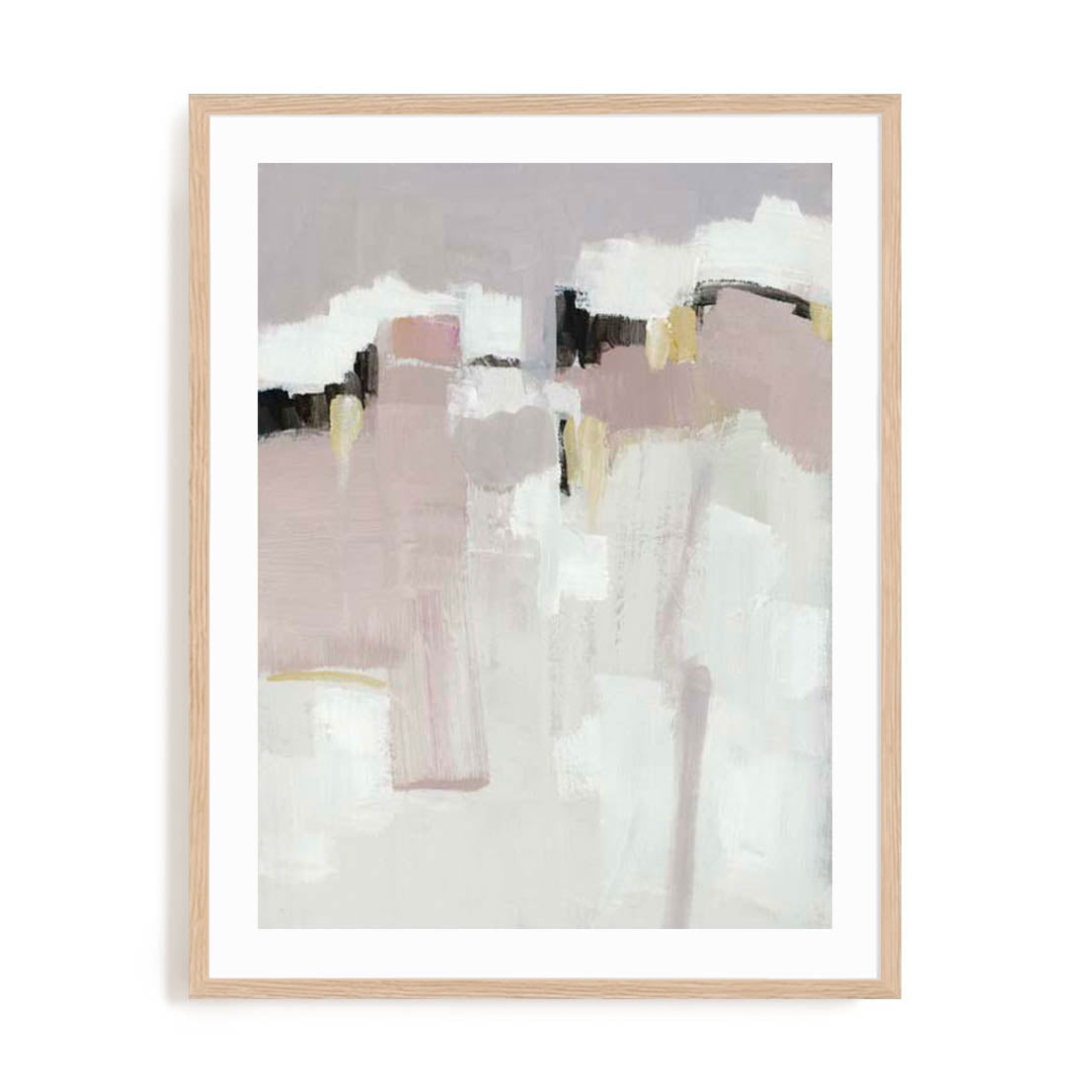 Wall Art Print Poster In Natural Oak Frame - Rosy Whispers Abstract Art