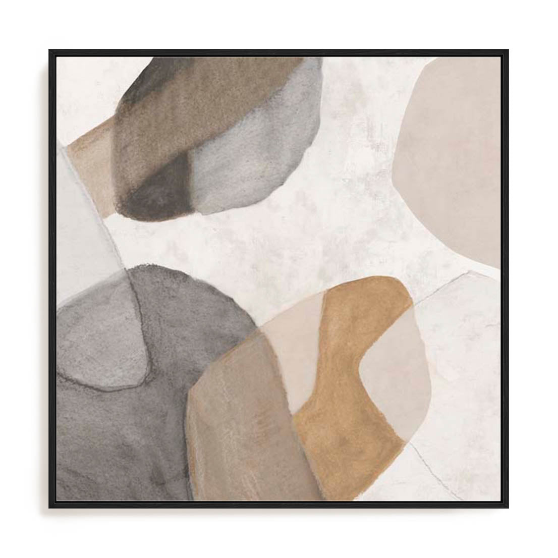 Wall Art Stretched Canvas In Black Frame - Drifted Sandy Dreams Abstract Art