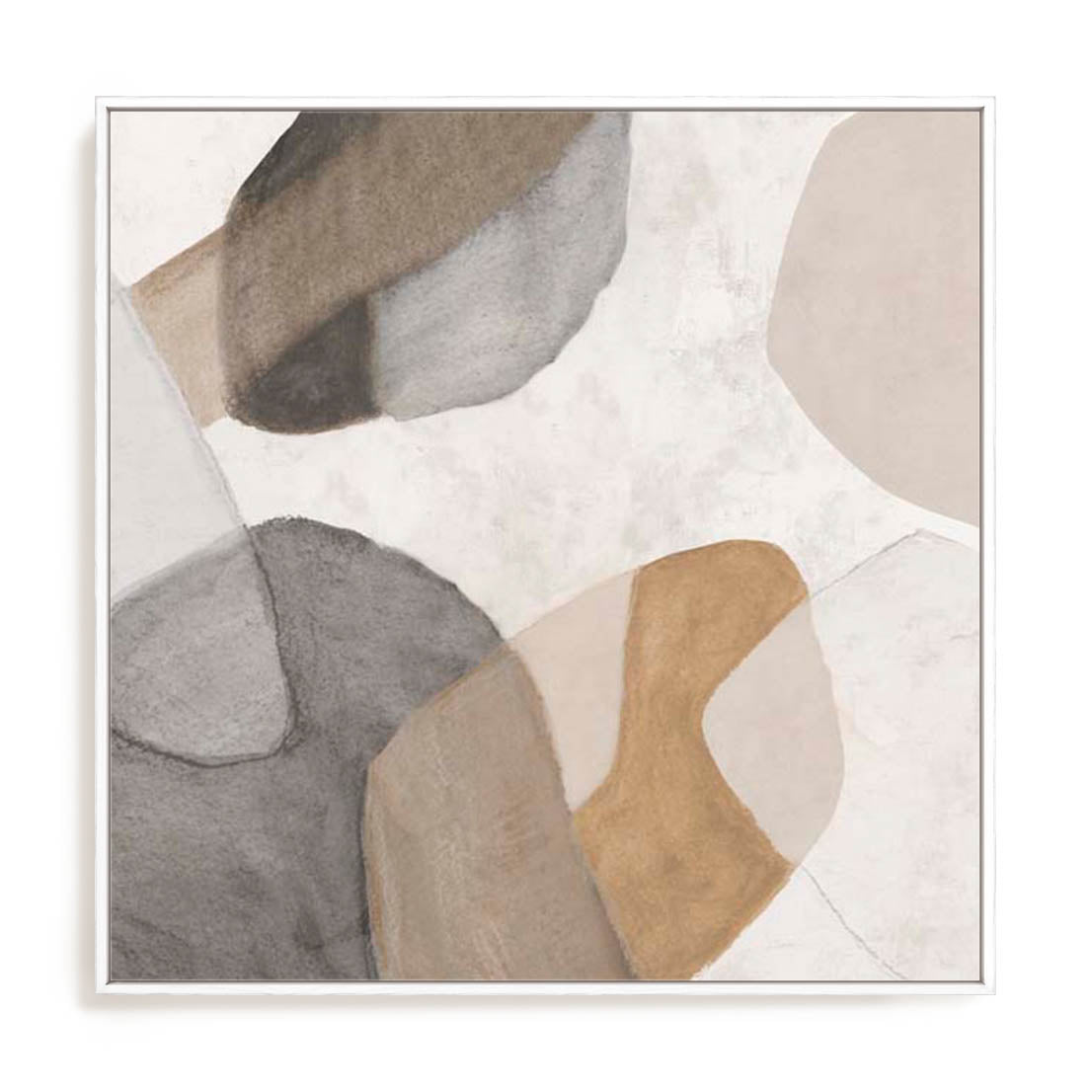 Wall Art Stretched Canvas In White  Frame - Drifted Sandy Dreams Abstract Art