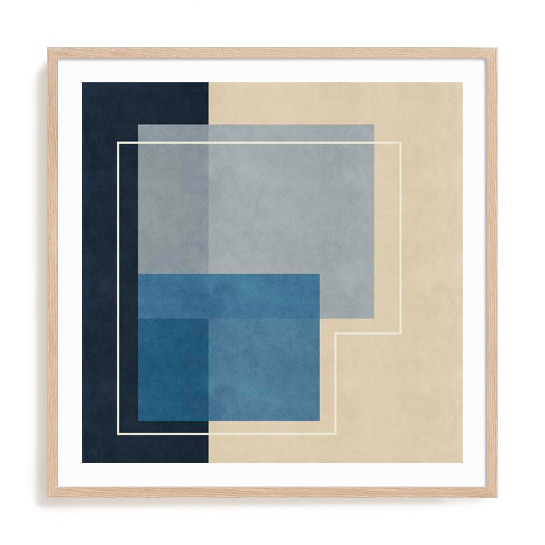 Blue Squares Wall Art #oran_natural-white-border