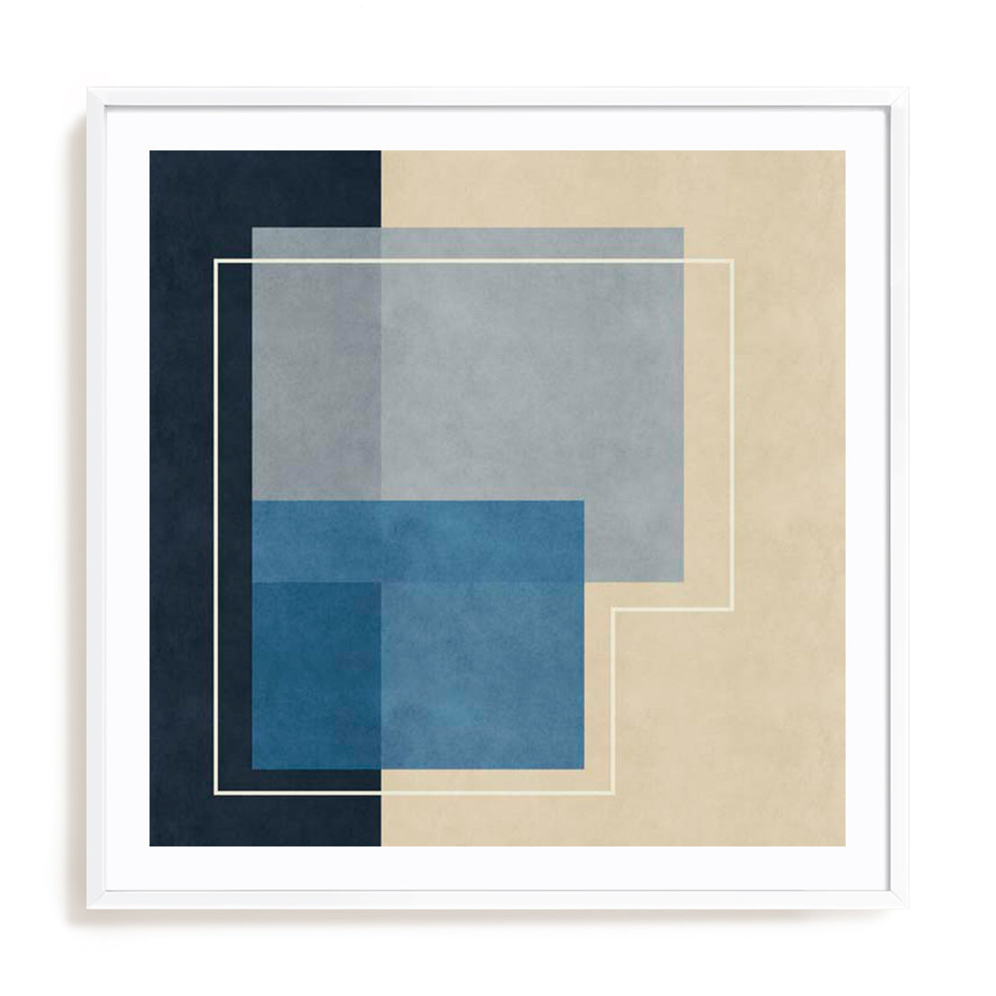 Blue Squares Wall Art #oran_white-white-border
