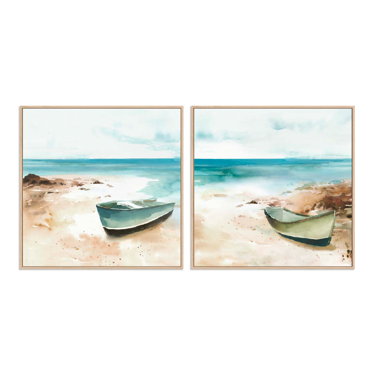 Little boat on the Shore I and II Wall Art