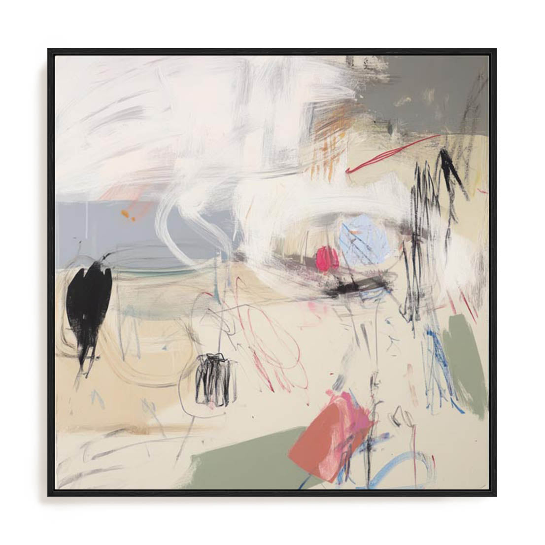Wall Art Stretched Canvas In Black Frame - Core Abstractions I Abstract Art
