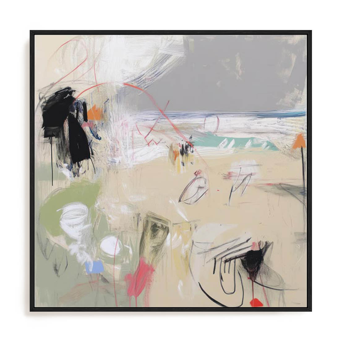 Wall Art Stretched Canvas In Black Frame - Core Abstractions Ii Abstract Art
