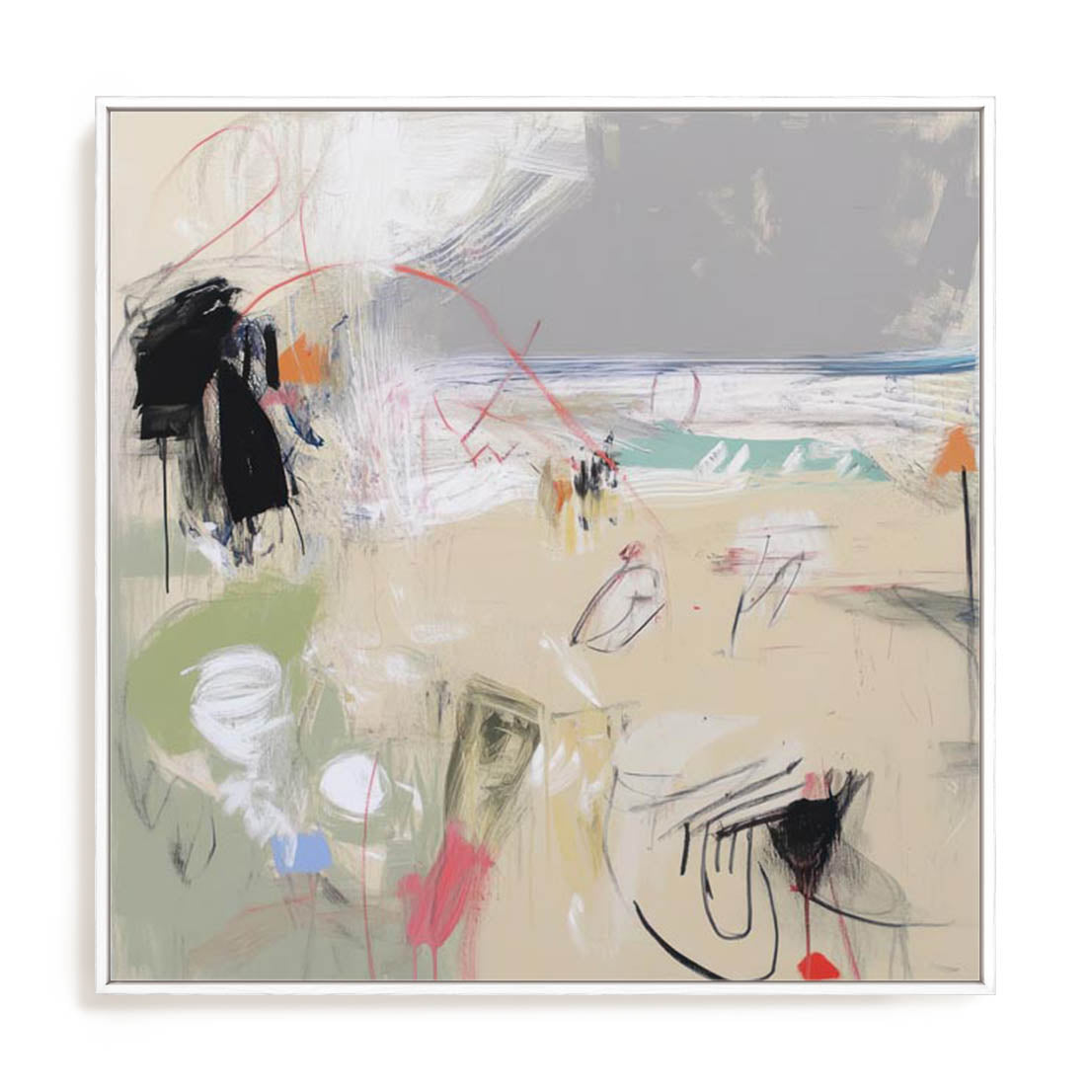 Wall Art Stretched Canvas In White  Frame - Core Abstractions Ii Abstract Art