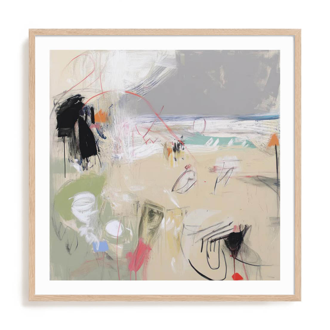 Wall Art Print Poster In Natural Oak Frame - Core Abstractions Ii Abstract Art