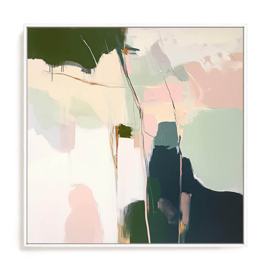Wall Art Stretched Canvas In White  Frame - Muted Minimalism I Abstract Art