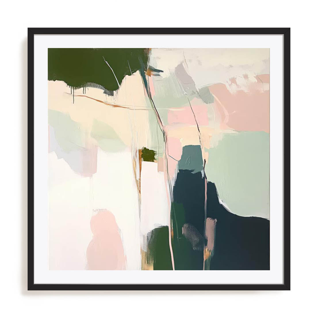 Wall Art Print Poster In Black Frame - Muted Minimalism I Abstract Art