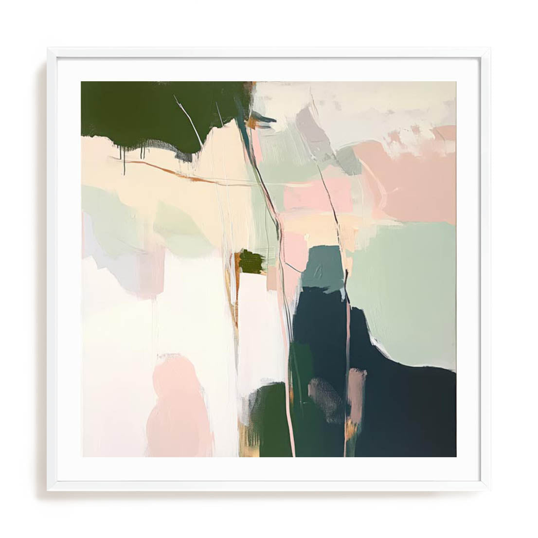 Wall Art Print Poster In White Frame - Muted Minimalism I Abstract Art