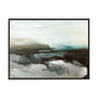 Wall Art Stretched Canvas In Black Frame - Marshland Serenity Abstract Art