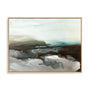 Wall Art Stretched Canvas In Natural Oak  Frame - Marshland Serenity Abstract Art