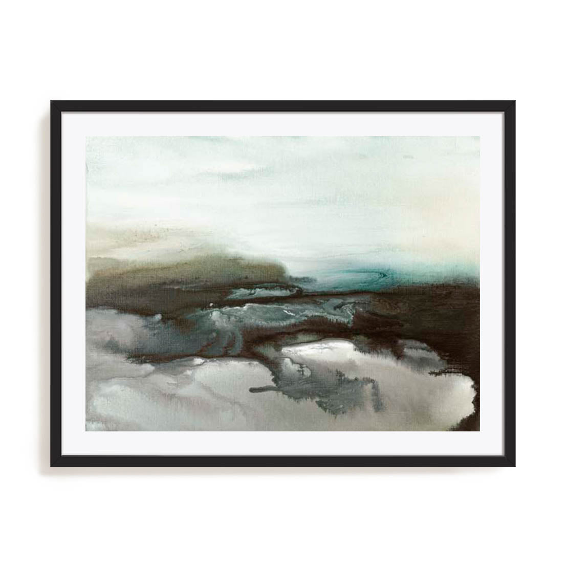 Wall Art Print Poster In Black Frame - Marshland Serenity Abstract Art