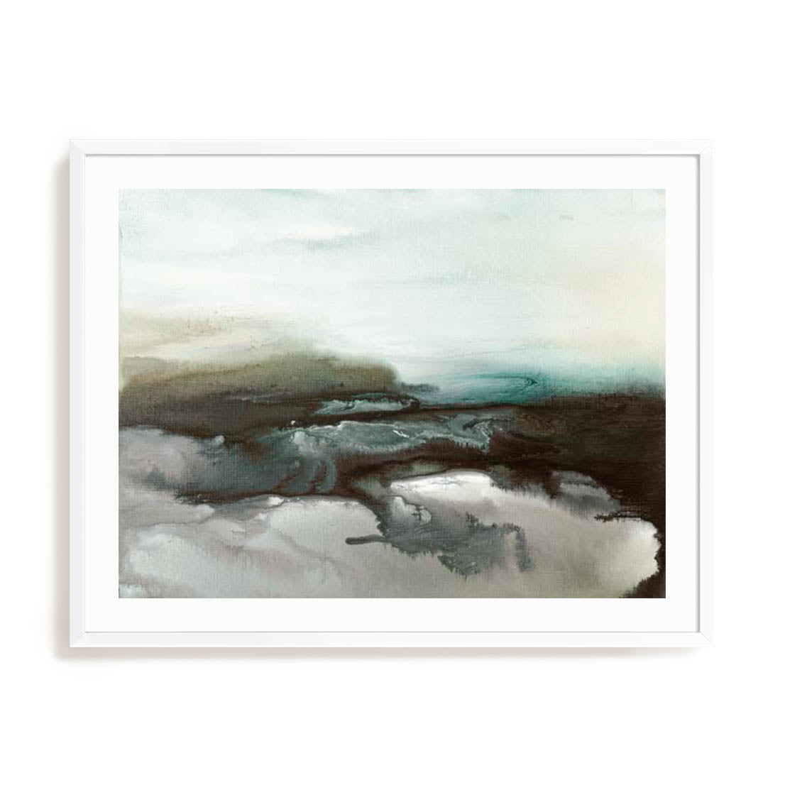 Wall Art Print Poster In White Frame - Marshland Serenity Abstract Art
