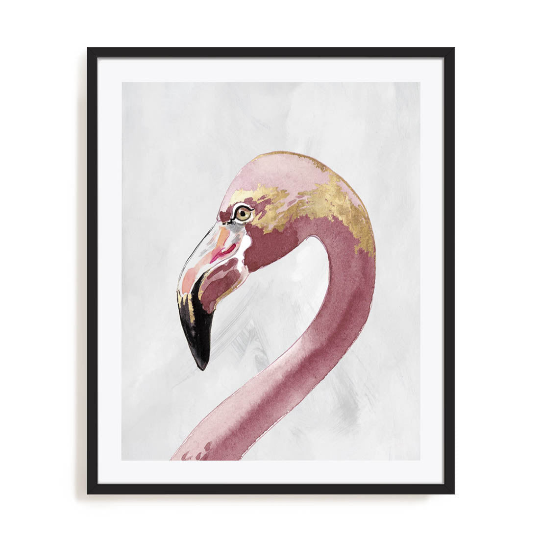 Pink Golden Flamingo Wall Art