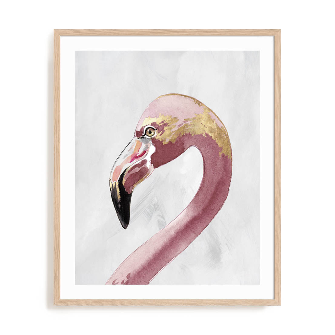 Pink Golden Flamingo Wall Art
