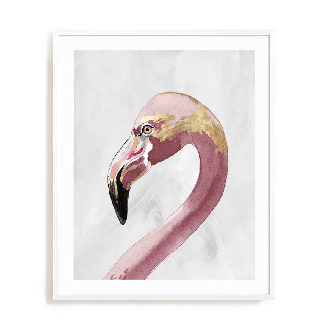 Pink Golden Flamingo Wall Art