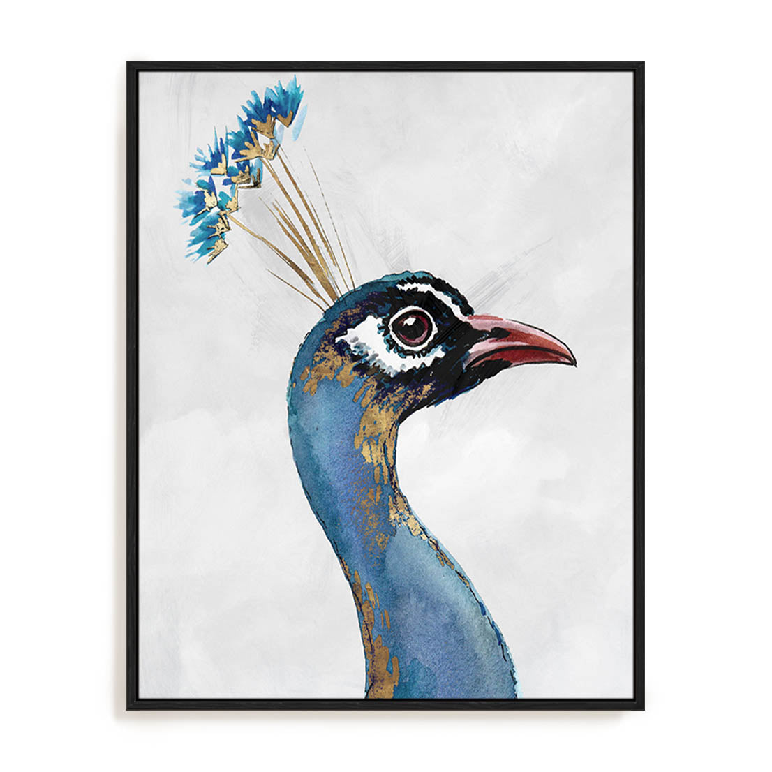 Blue Golden Peacock Wall Art