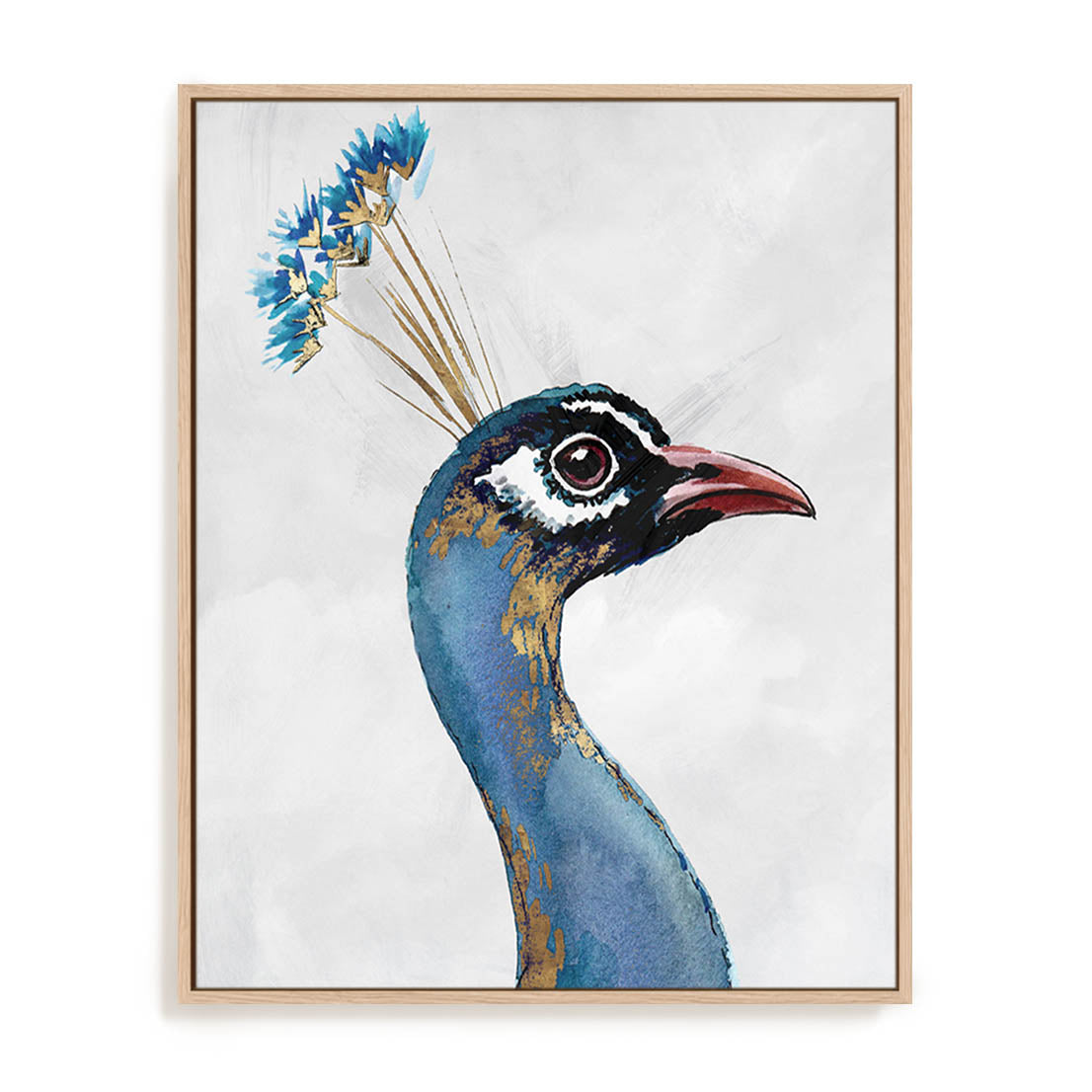 Blue Golden Peacock Wall Art