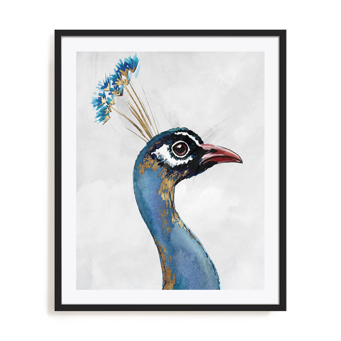 Blue Golden Peacock Wall Art