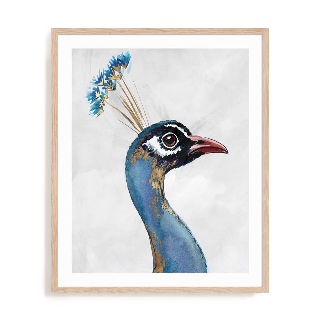 Blue Golden Peacock Wall Art