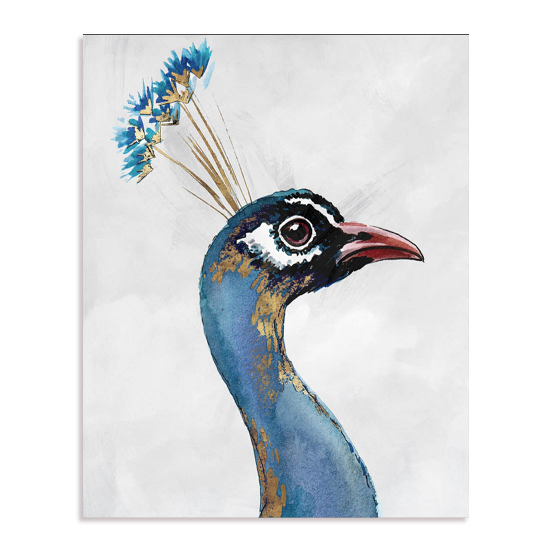 Blue Golden Peacock Wall Art