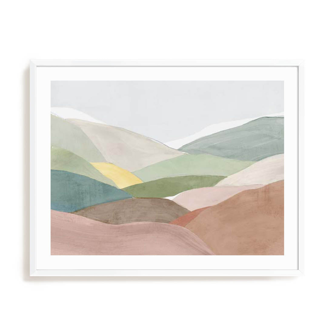 Wall Art Print Poster In White Frame - Soft Rolling Hills I Landscape Art