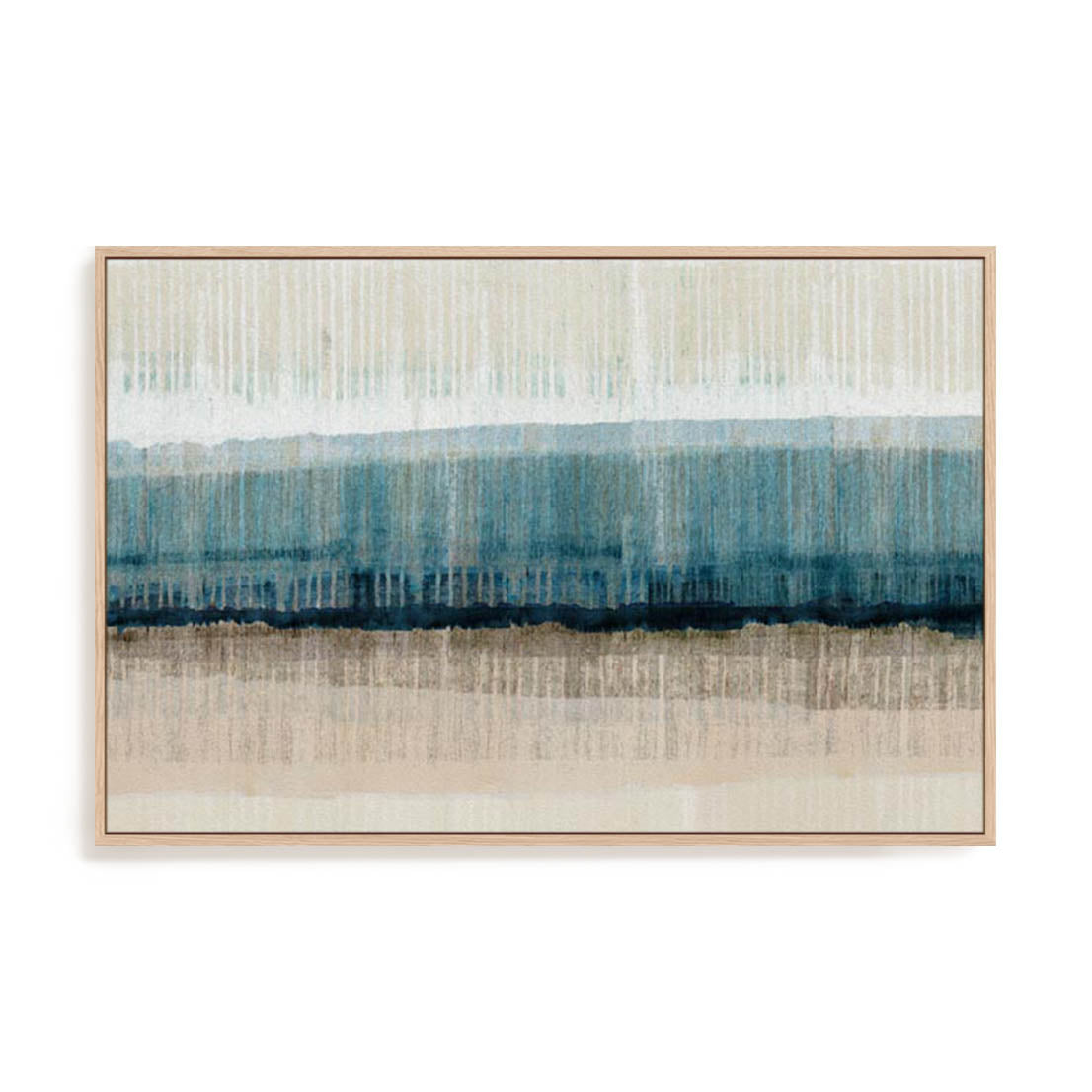 Wall Art Stretched Canvas In Natural Oak  Frame - Island Dawn Ii Abstract Art