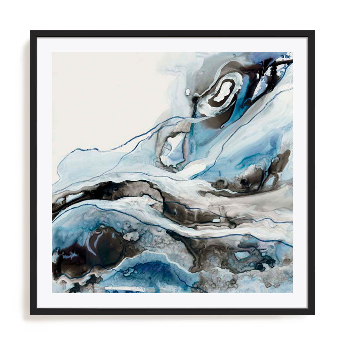 Wall Art Print Poster In Black Frame - Swirls Of Serenity Abstract Art