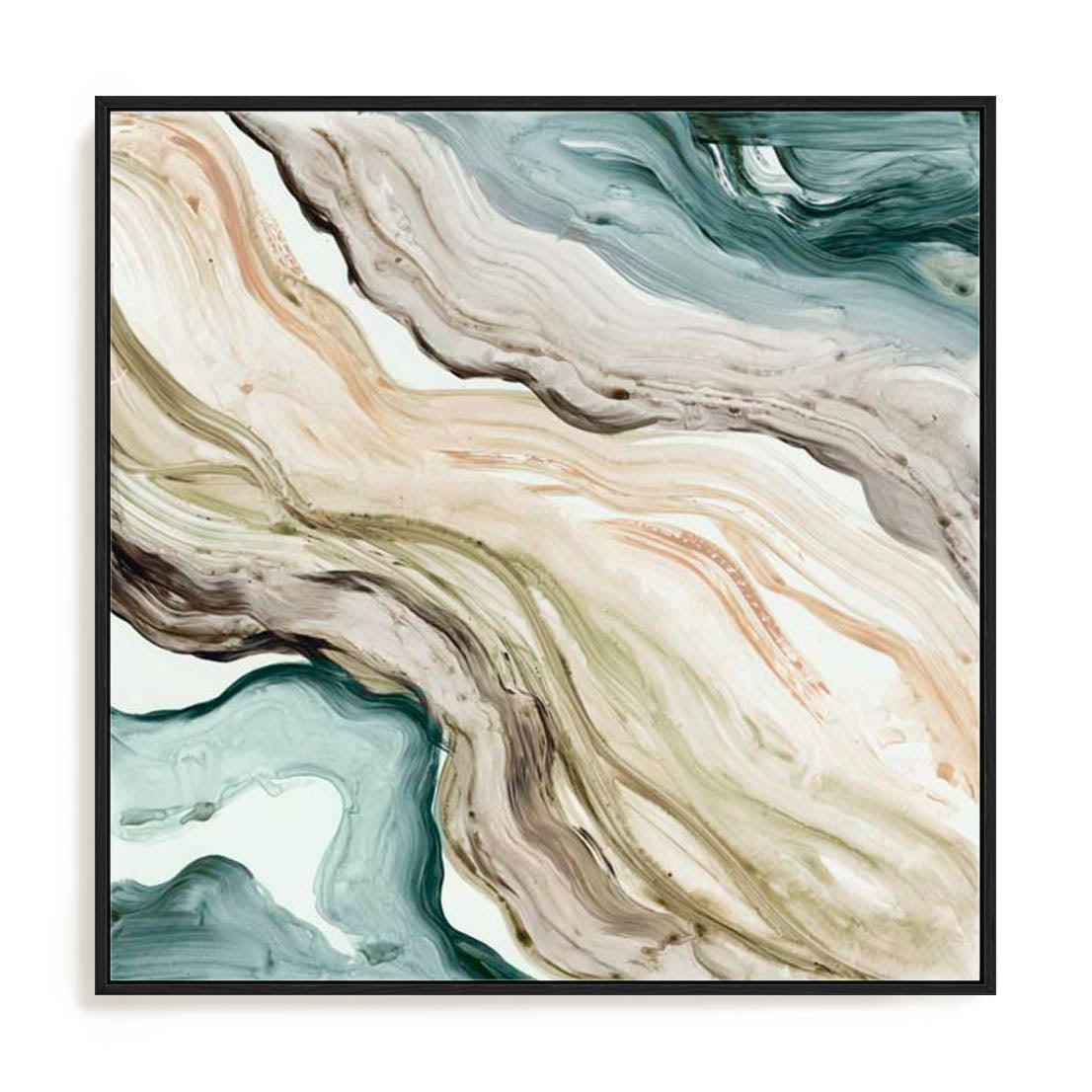Wall Art Stretched Canvas In Black Frame - Timeless Swirls Abstract Art