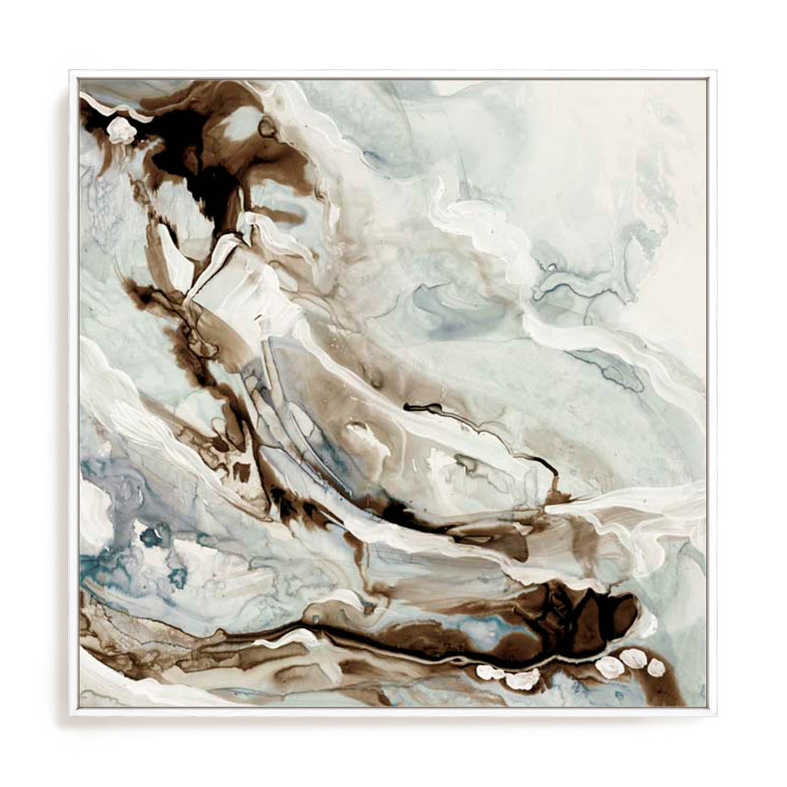 Wall Art Stretched Canvas In White  Frame - Veins Of Elegance Abstract Art