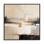 Wall Art Stretched Canvas In Black Frame - Neutral Monochrome Formscape I Abstract Art