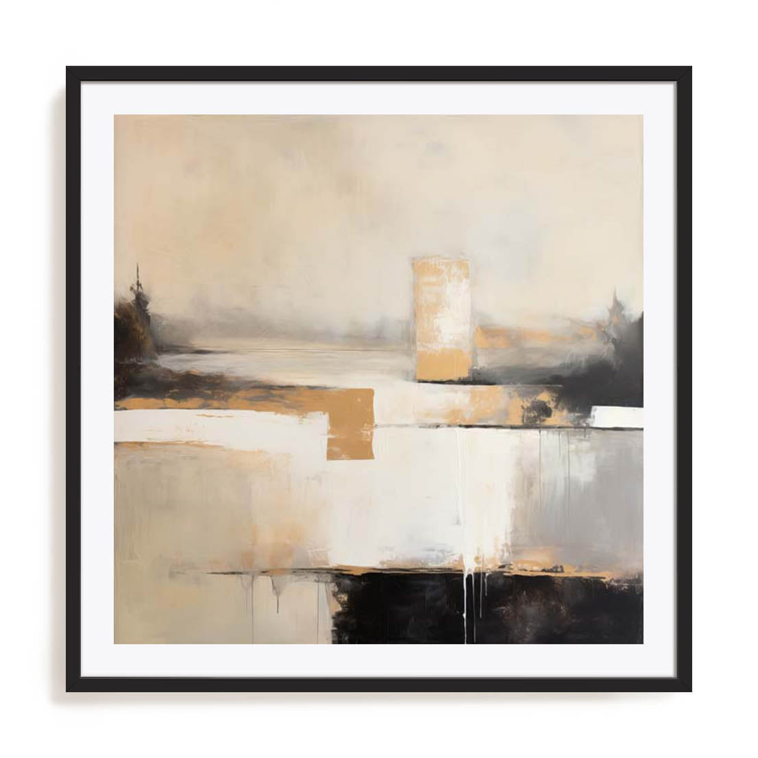 Wall Art Print Poster In Black Frame - Neutral Monochrome Formscape I Abstract Art