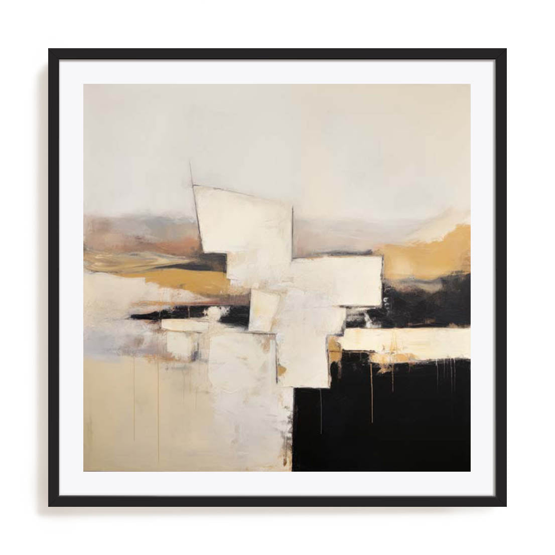 Wall Art Print Poster In Black Frame - Neutral Monochrome Formscape Ii Abstract Art