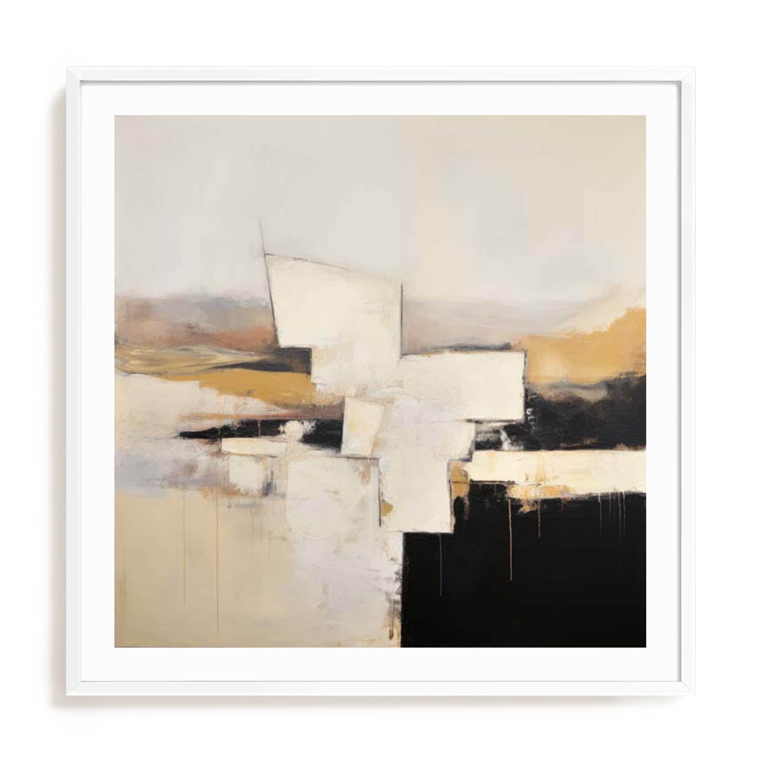 Wall Art Print Poster In White Frame - Neutral Monochrome Formscape Ii Abstract Art