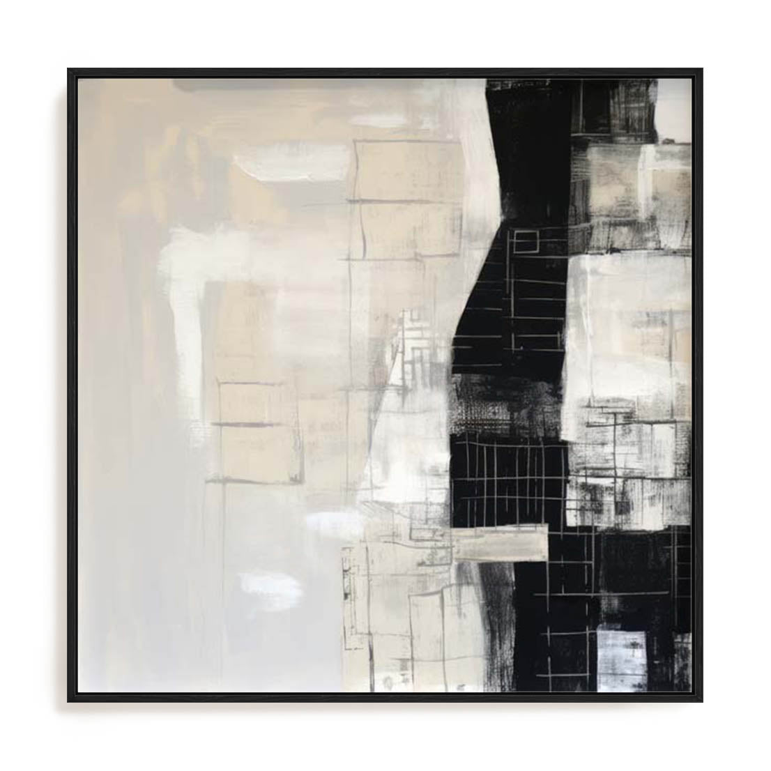 Wall Art Stretched Canvas In Black Frame - Mystical Fusion Ii Abstract Art