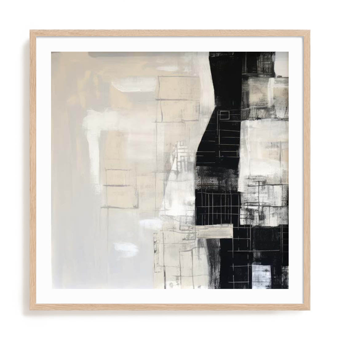 Wall Art Print Poster In Natural Oak Frame - Mystical Fusion Ii Abstract Art