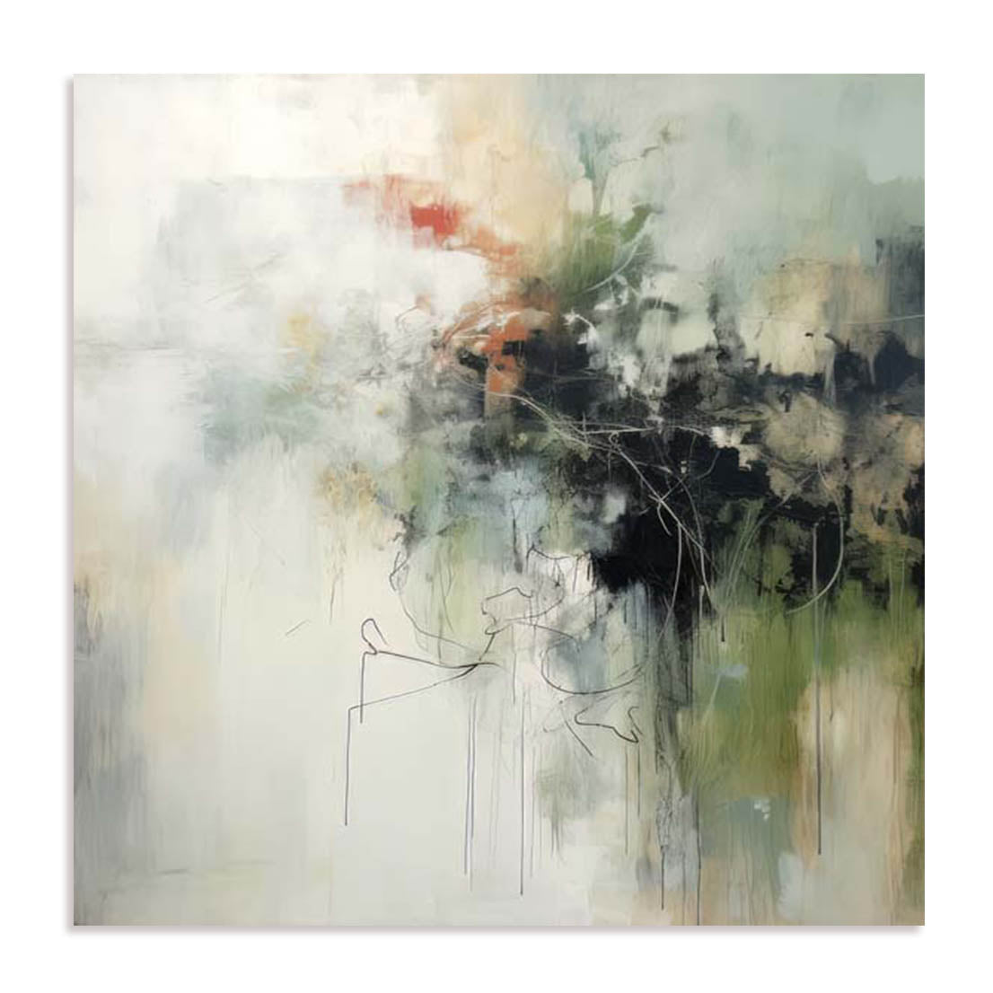 Unframed Stretched Canvas Or Print Only - Green Abstraction I Botanical Art