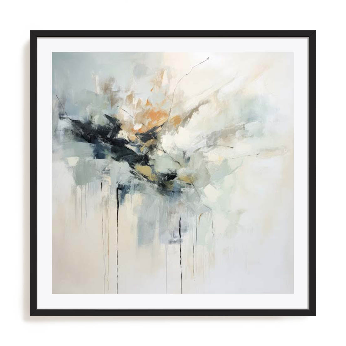 Wall Art Print Poster In Black Frame - Green Abstraction Ii Botanical Art