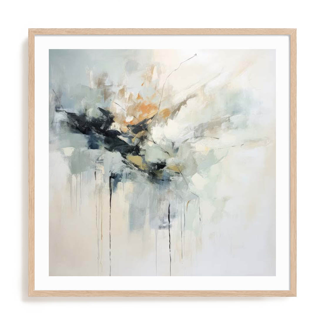 Wall Art Print Poster In Natural Oak Frame - Green Abstraction Ii Botanical Art
