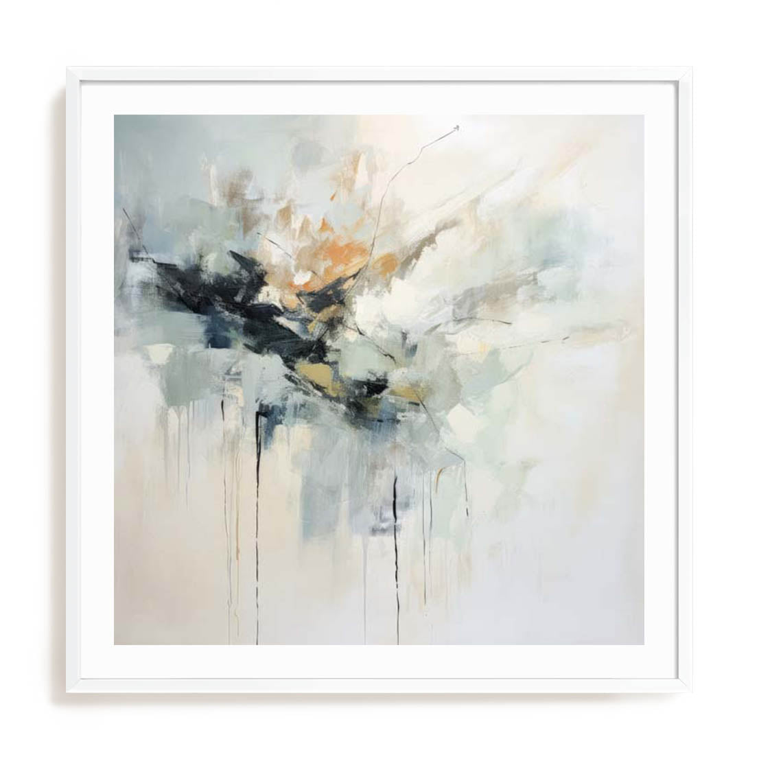 Wall Art Print Poster In White Frame - Green Abstraction Ii Botanical Art