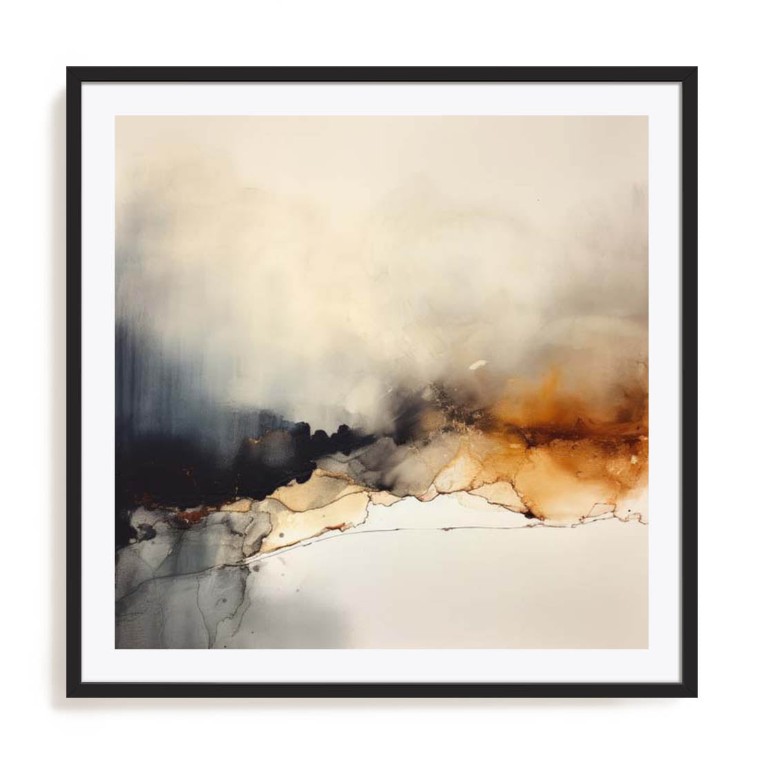 Wall Art Print Poster In Black Frame - Liquid Gold Infusion I Abstract Art