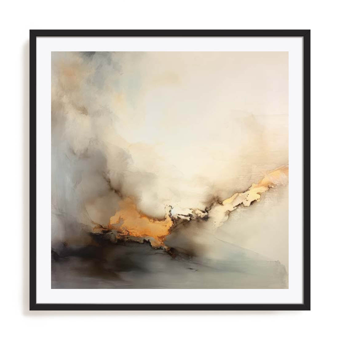 Wall Art Print Poster In Black Frame - Liquid Gold Infusion Ii Abstract Art
