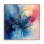 Wall Art Stretched Canvas In Natural Oak  Frame - Abstracted Blue Rhythms I Abstract Art