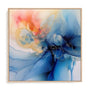 Wall Art Stretched Canvas In Natural Oak  Frame - Abstracted Blue Rhythms Ii Abstract Art