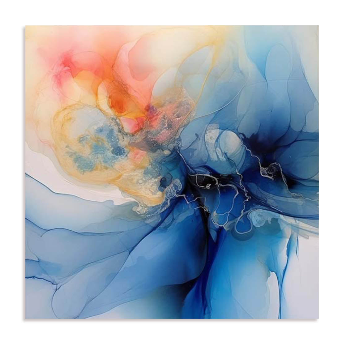 Unframed Stretched Canvas Or Print Only - Abstracted Blue Rhythms Ii Abstract Art