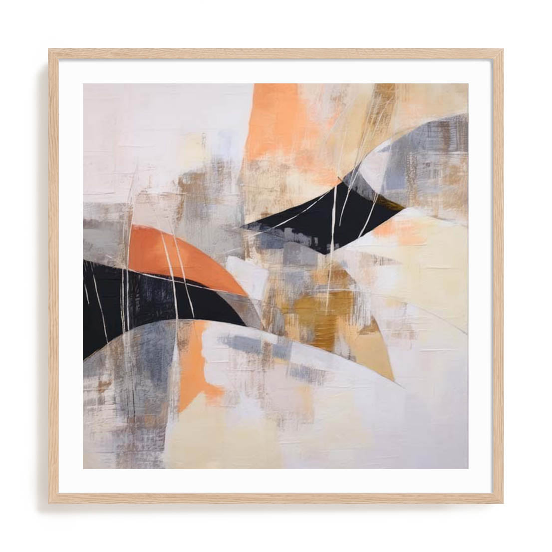 Wall Art Print Poster In Natural Oak Frame - Rhythms Of Abstract I Abstract Art