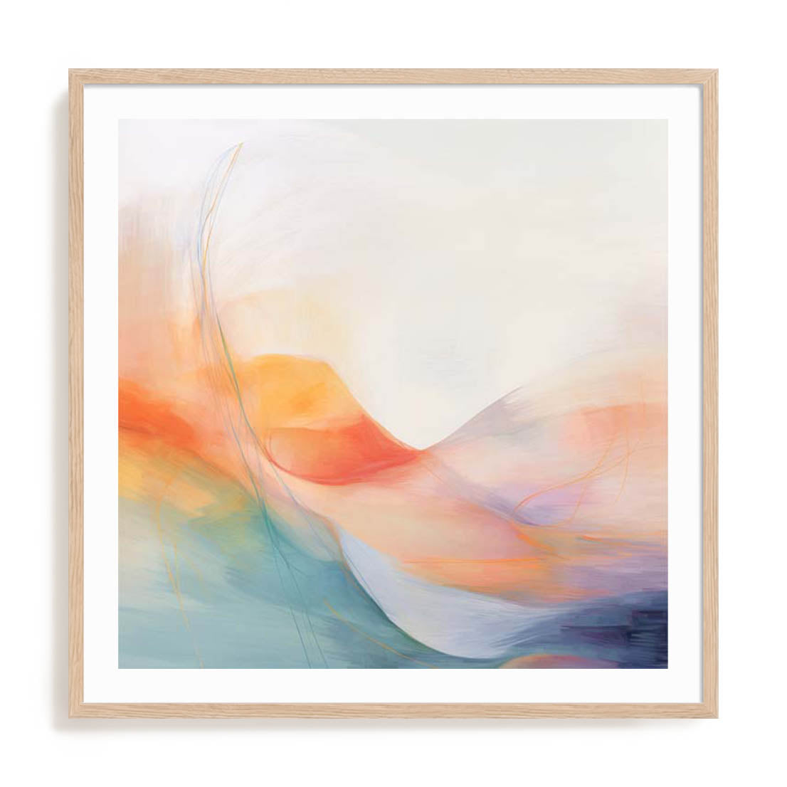 Wall Art Print Poster In Natural Oak Frame - Abstract Colorfields I Abstract Art
